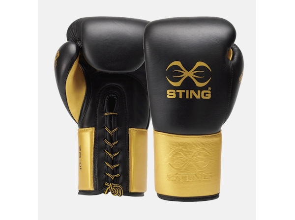 Sting Boxing Evolution Pro Contest Leather Gloves Black Gold